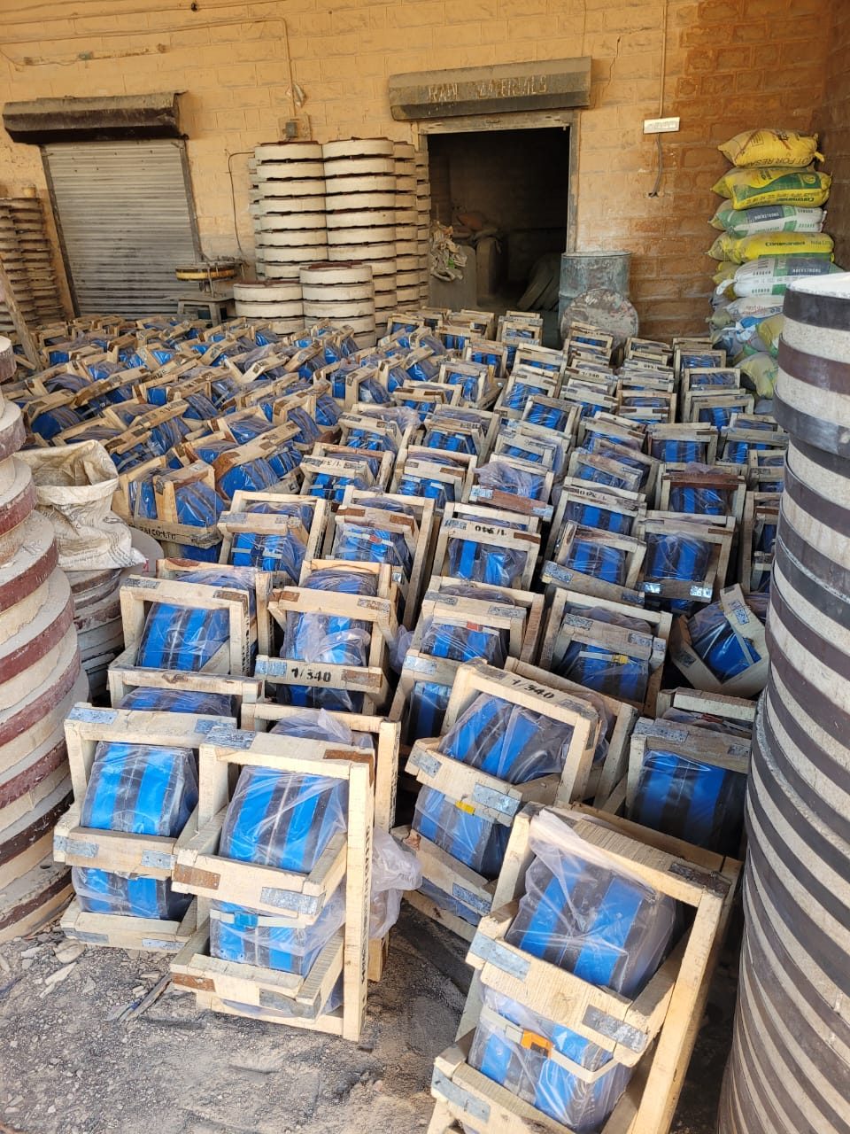 Rotavator flanges packed for dispatch
