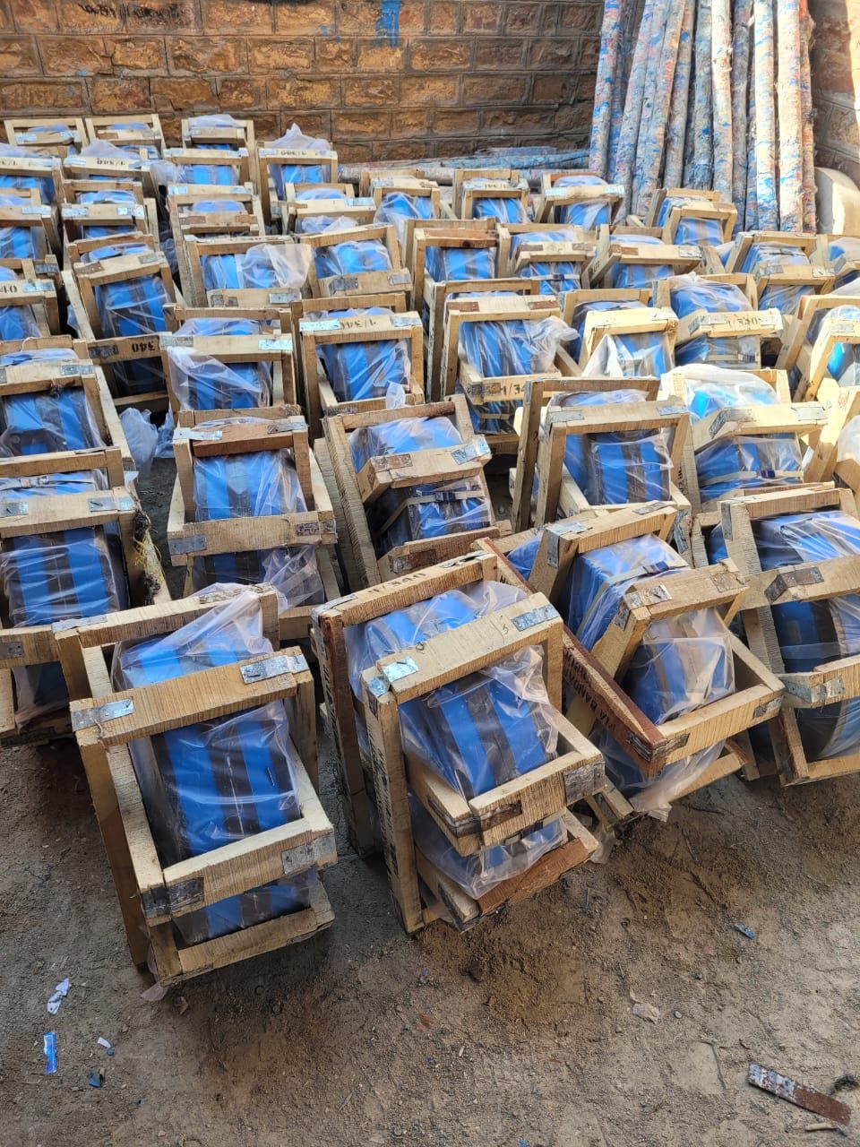 Rotavator pulley flange disc on workshop floor